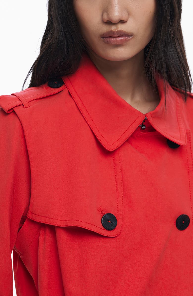 Desigual Convertible Trench Coat, Alternate, color, Orange Red