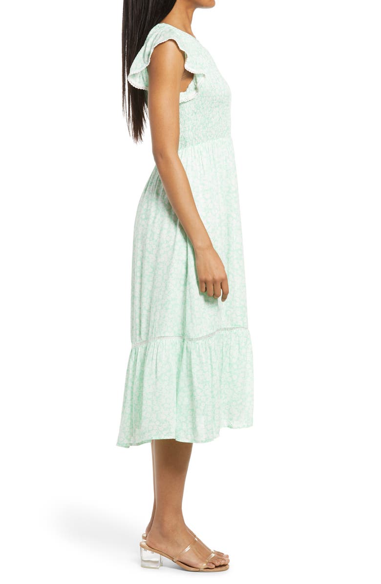 Lost + Wander Blossom & Bloom Floral Smocked Dress, Alternate, color, 