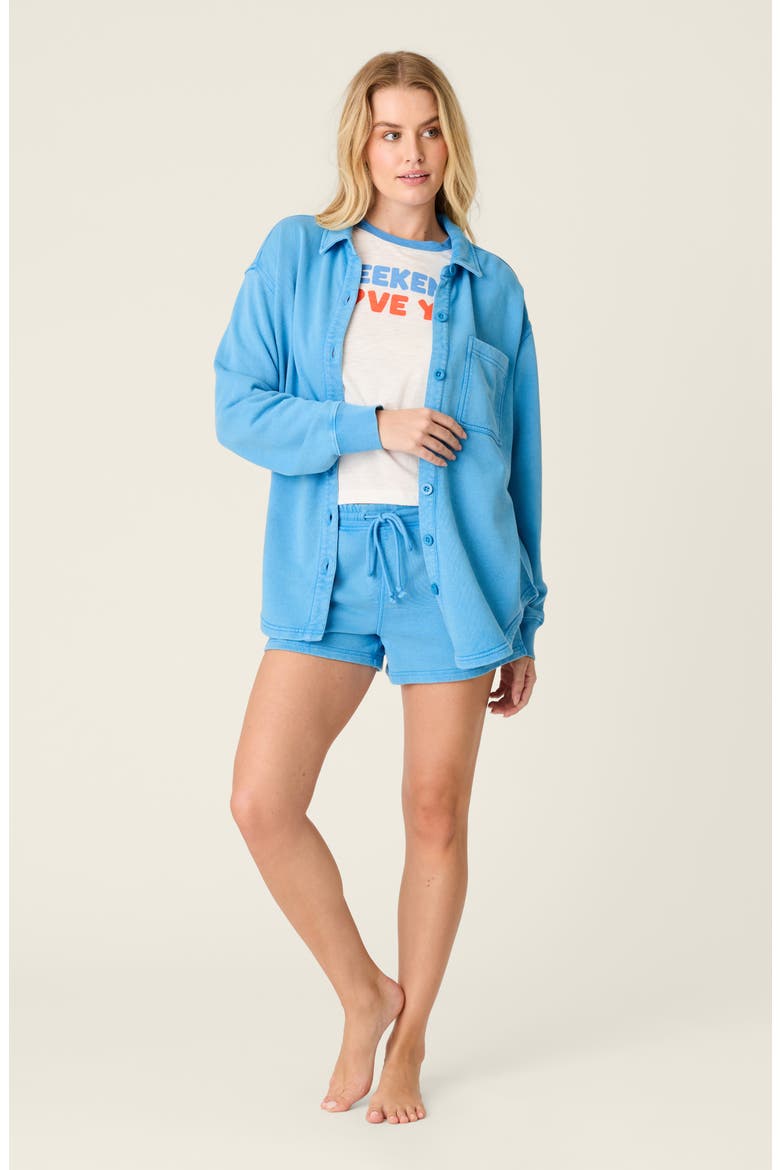 Washed Away Pajama Shirt Jacket, Alternate, color, MARINE BLUE