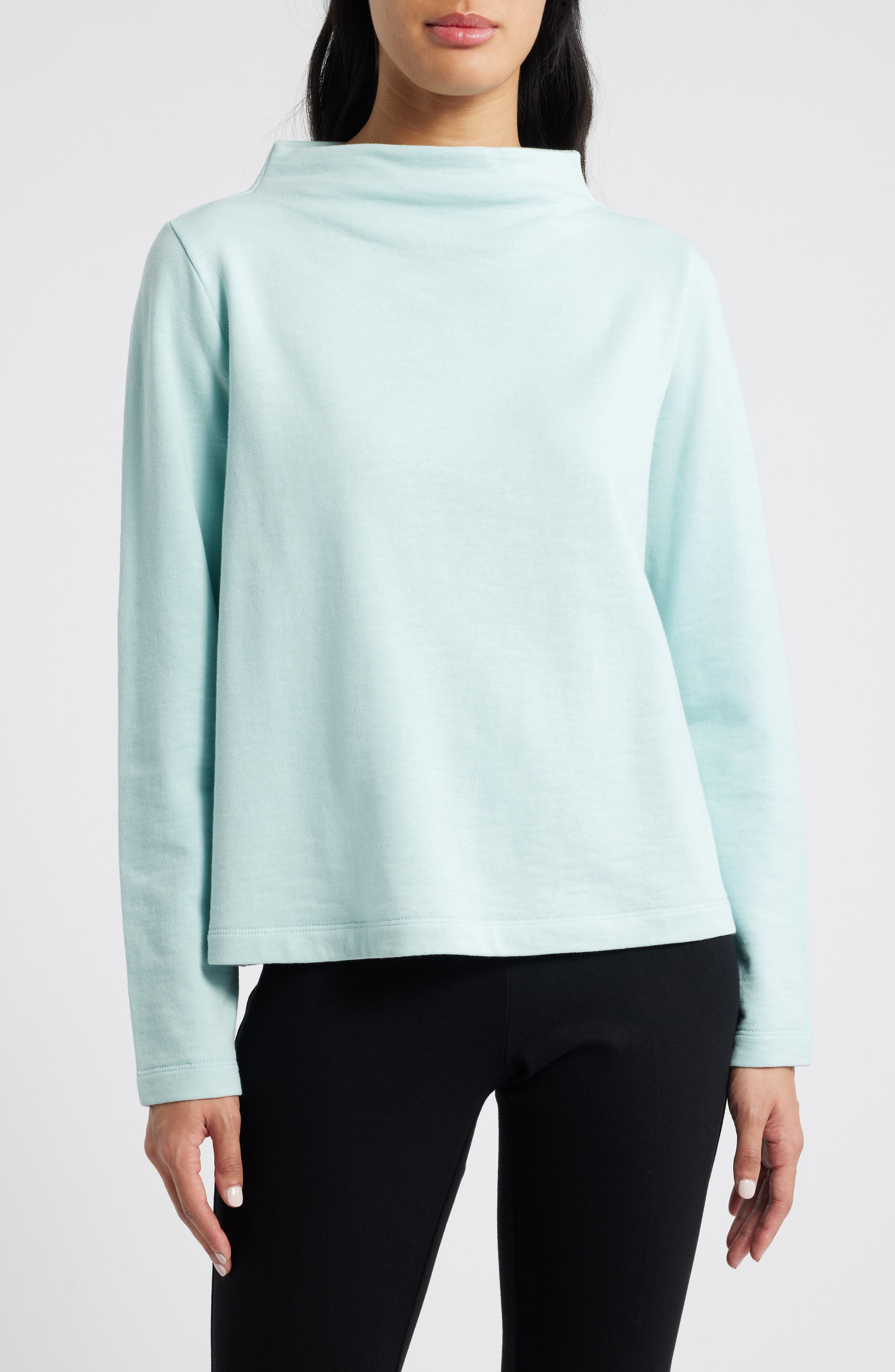 Eileen Fisher Funnel Neck Long Sleeve Boxy Top