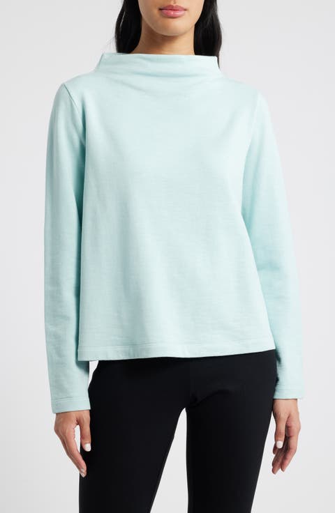 Funnel Neck Long Sleeve Boxy Top
