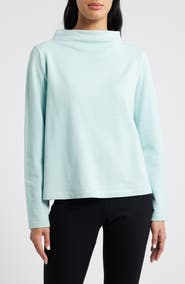 Eileen Fisher Funnel Neck Long Sleeve Boxy Top