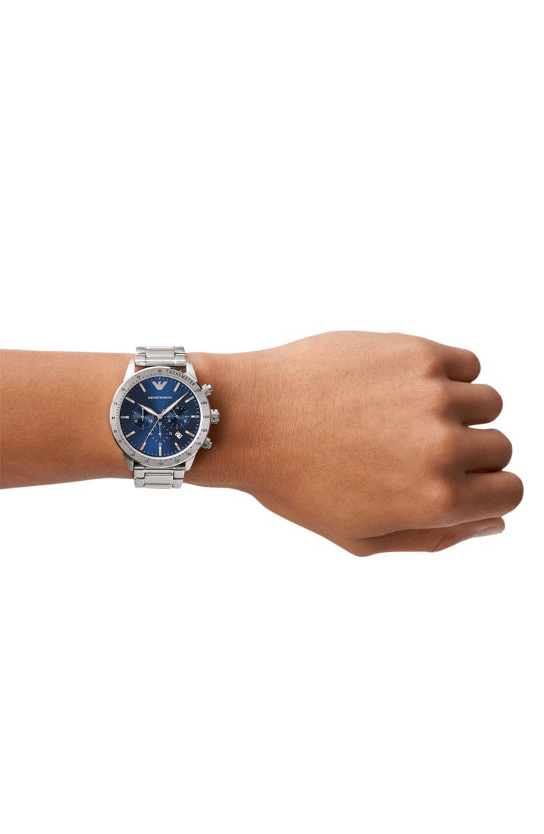 Emporio Armani Chronograph Bracelet Watch, Alternate, color, Silver