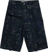 Desigual x Collina Strada Batik Pattern Denim Bermuda Shorts