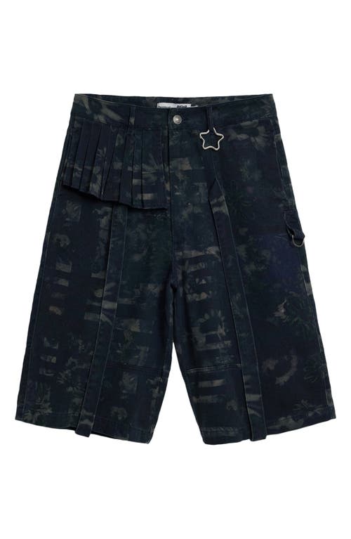 Desigual X Collina Strada Batik Pattern Denim Bermuda Shorts In Dark Gray
