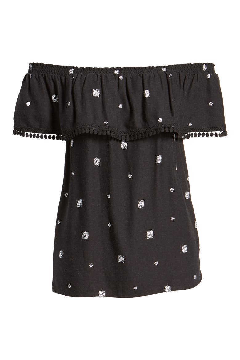 Gibson x Hi Sugarplum! Naples Convertible Off the Shoulder Top, Alternate, color, VENEZIA/ BLACK