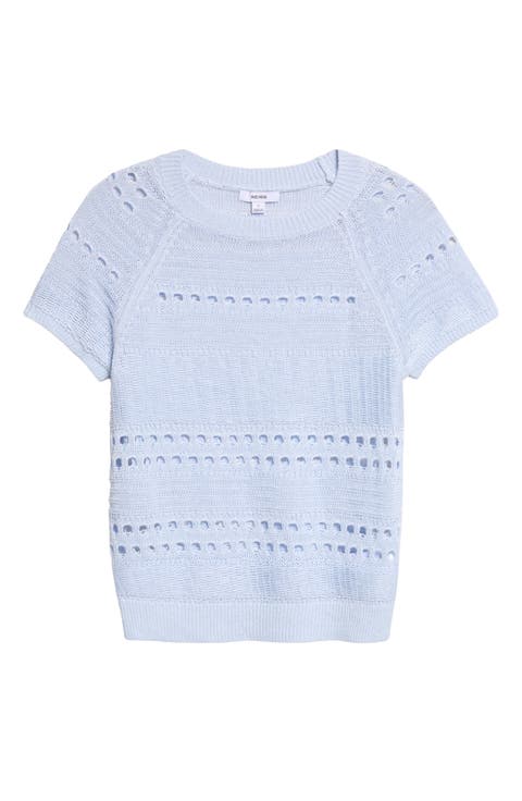 Chloe Raglan Sleeve Semisheer Linen Sweater