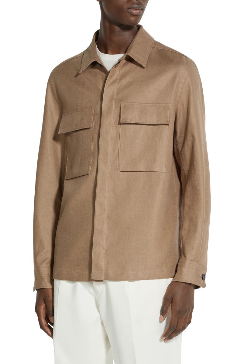 ZEGNA Oasi Linen Twill Overshirt, Main, color,