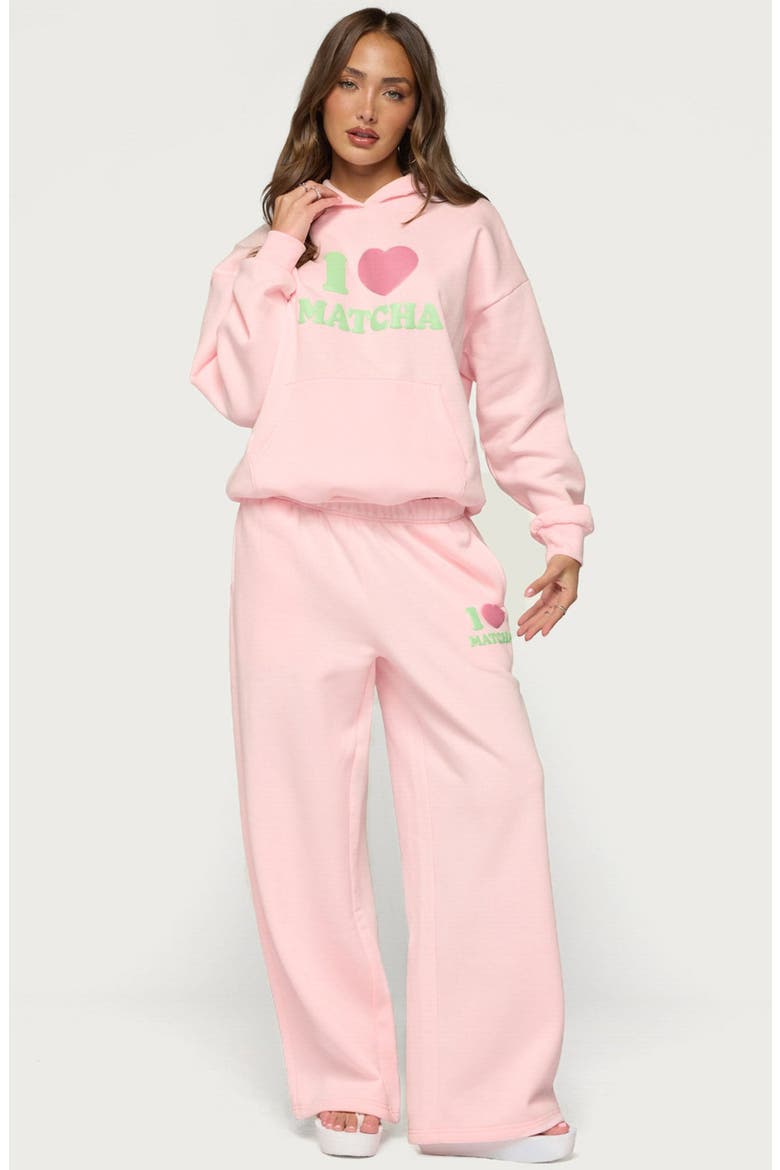 I Heart Matcha Wide Leg Sweatpants, Alternate, color, LIGHT-PINK
