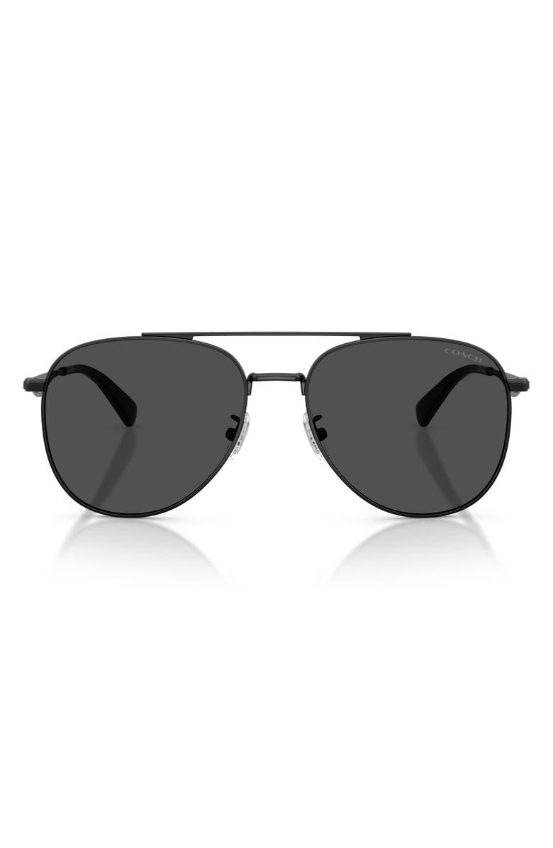 COACH 58mm Pilot Sunglasses, Main, color, Satin Black / Grey Solid
