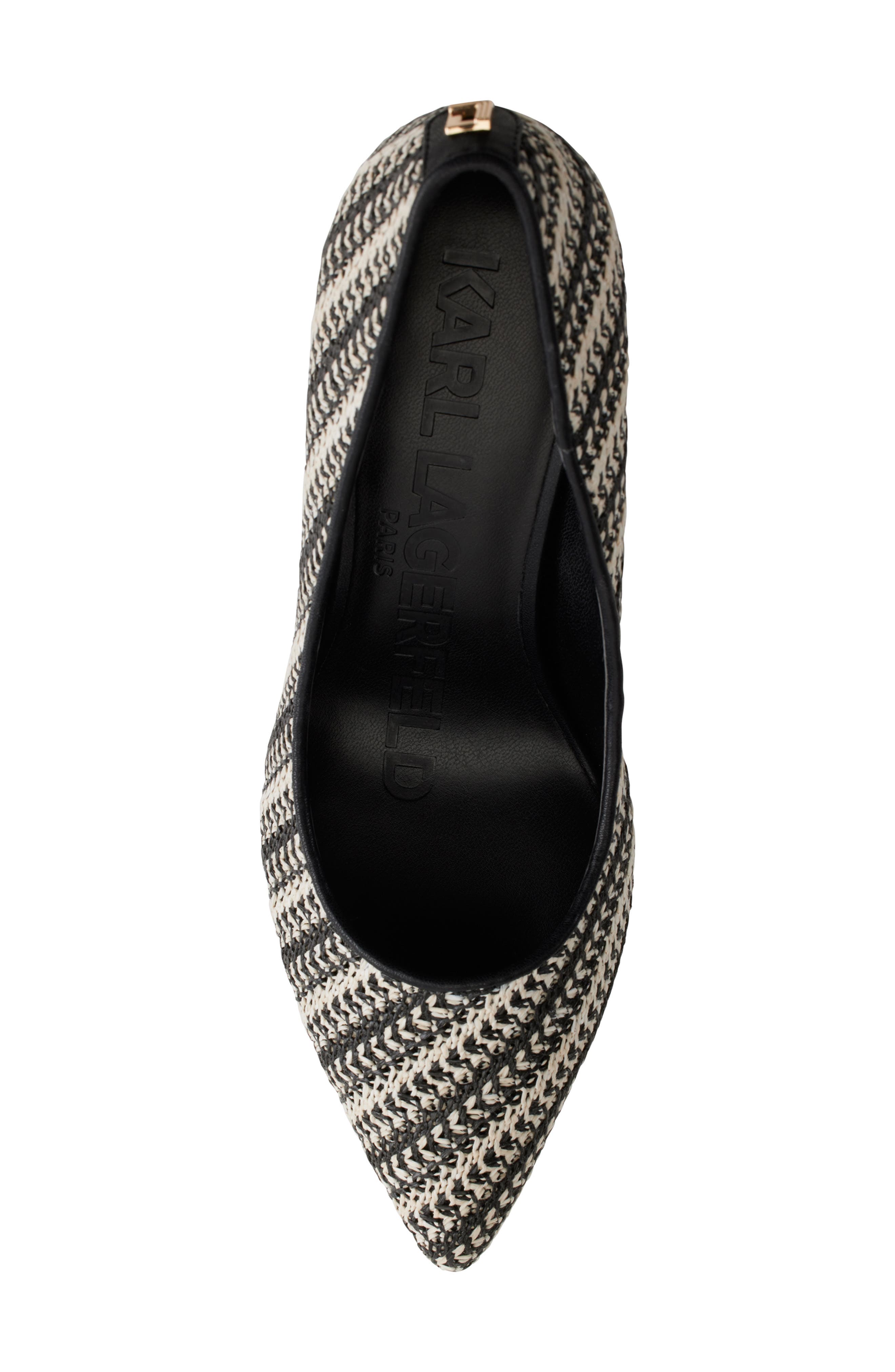 KARL LAGERFELD PARIS Royale Pointed Toe Pump, Alternate, color, Black/ Cream