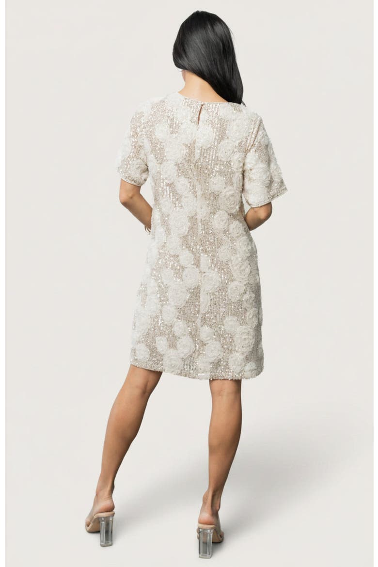 Rhea Sequin Short Dress, Alternate, color, Ivory