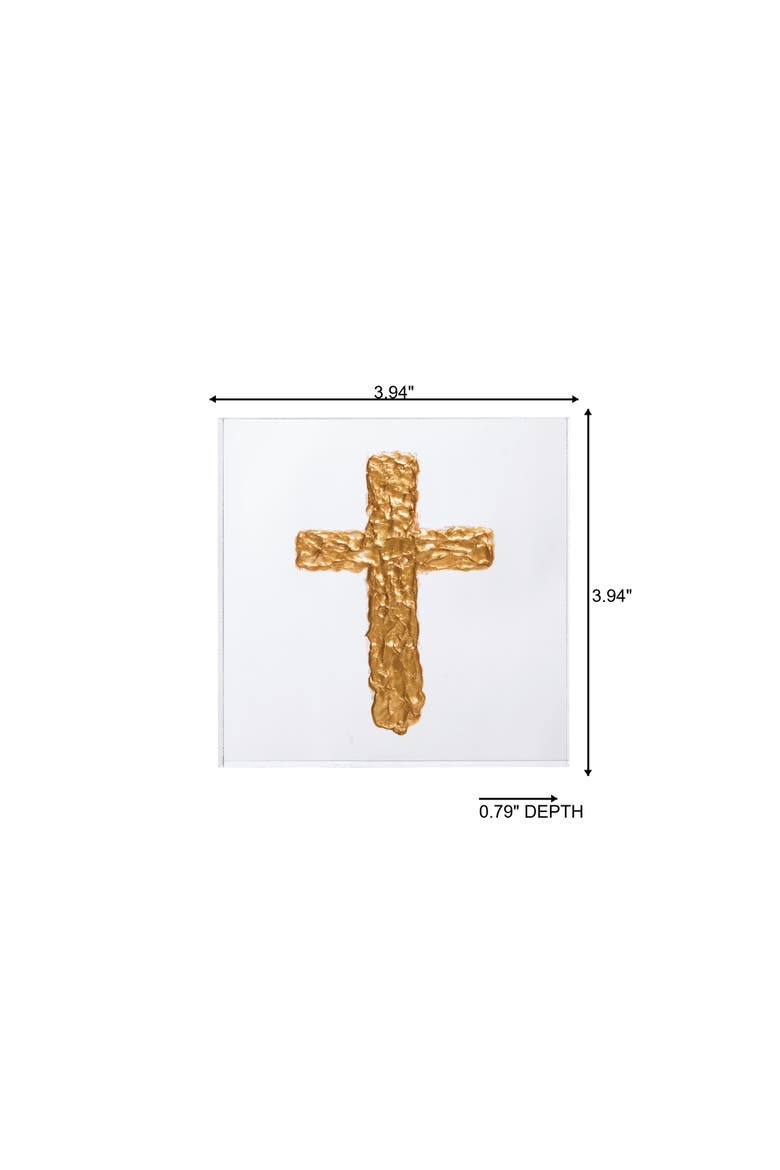 Acrylic Block with Gold Cross Multicolored for Spring Home Decor, Alternate, color, Multicolored