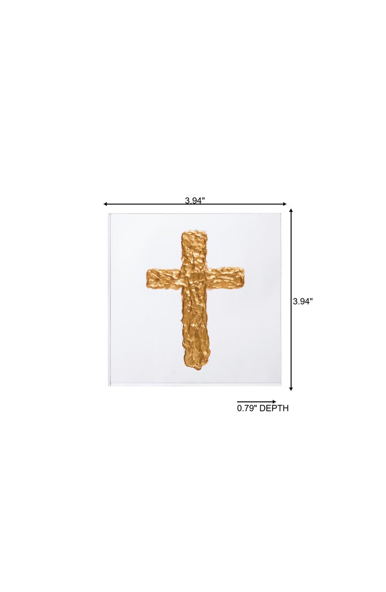Transpac Acrylic Block with Gold Cross Multicolored for Spring Home Decor, Alternate, color, Multicolored