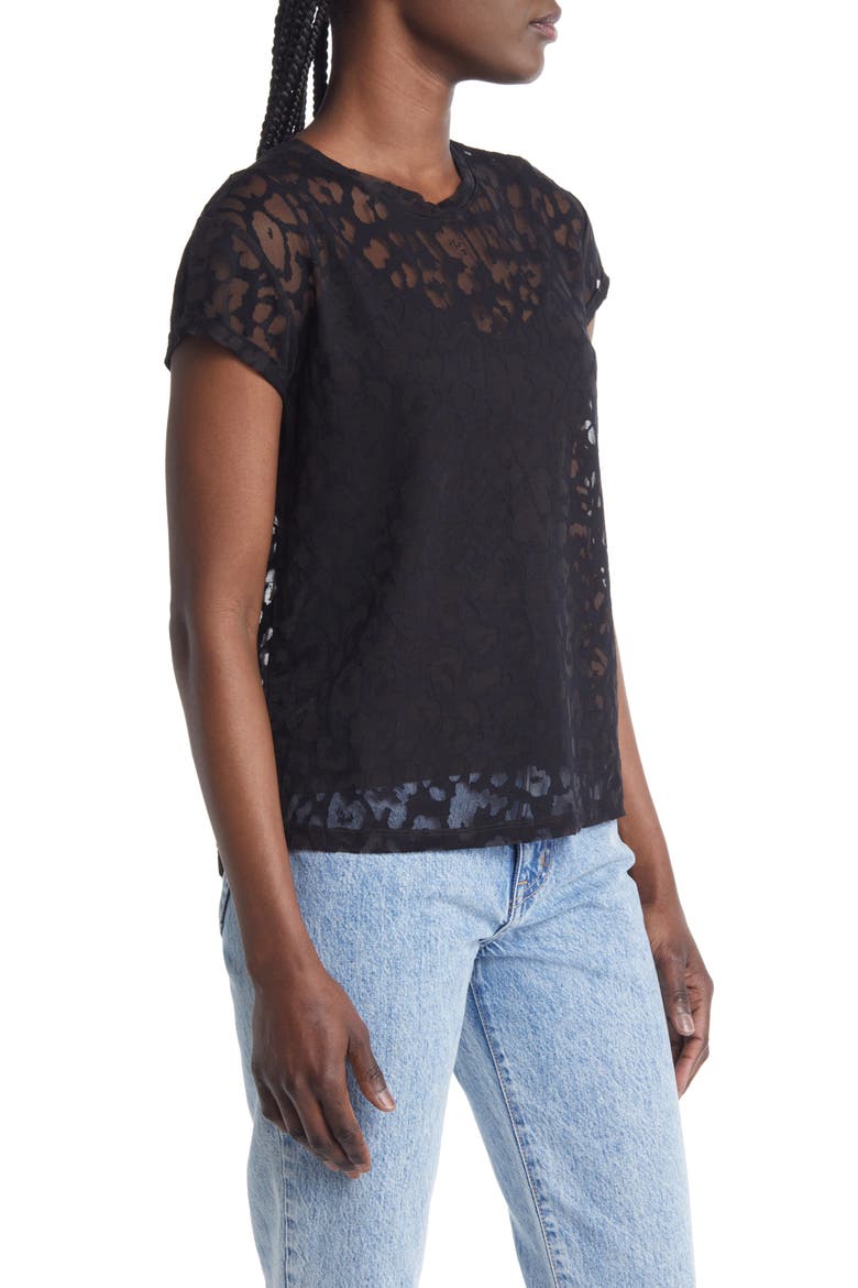 Anna Devore Zori Leopard Burnout T-Shirt, Alternate, color, BLACK