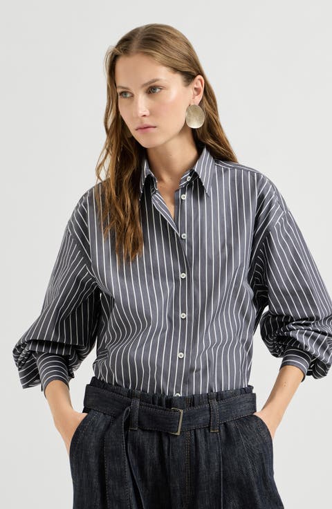 Striped cotton poplin shirt