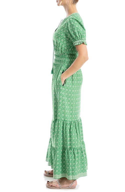 Max Studio Short Sleeve Tiered Maxi Dress In Amazon/cream Ukiyo