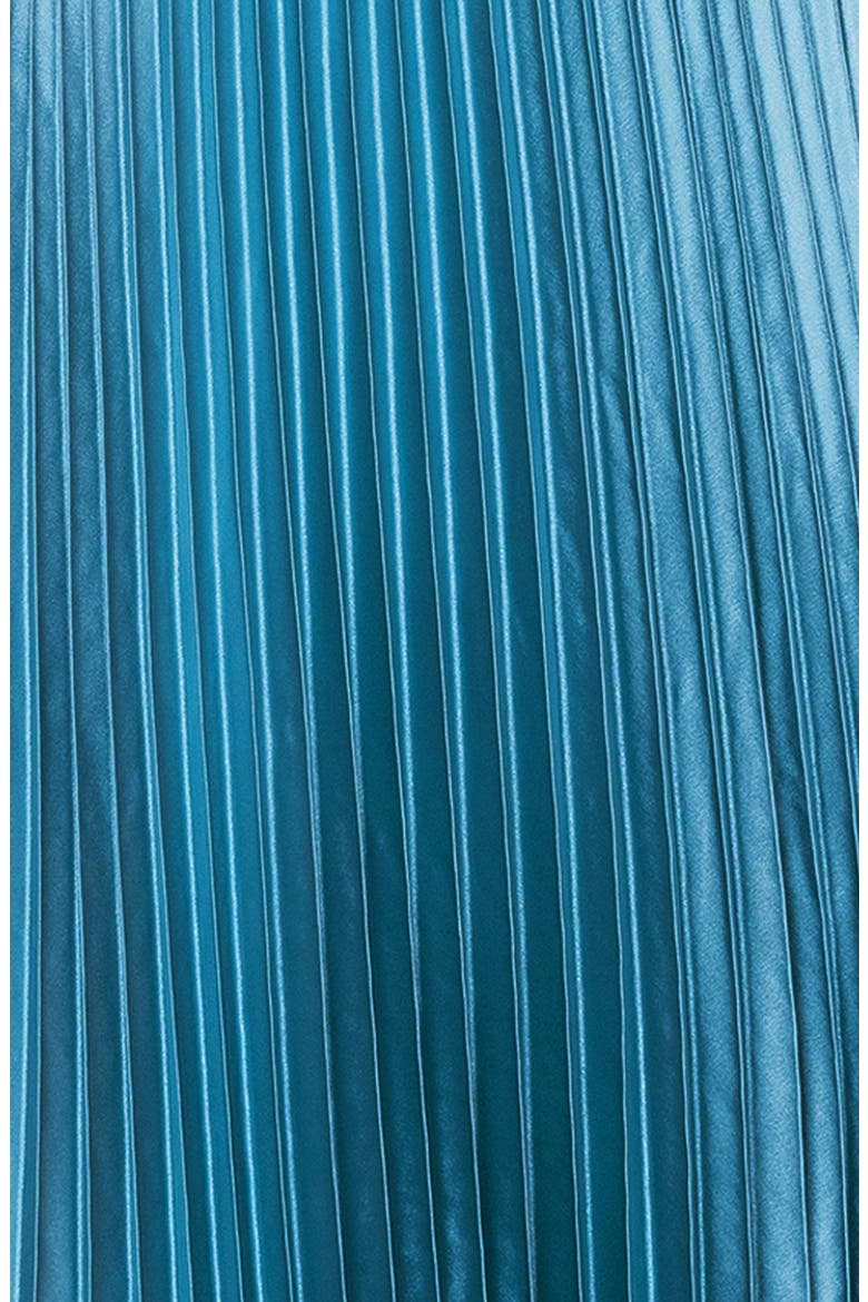 Ruffle Trim Pleated Gown, Alternate, color, DARK AQUA