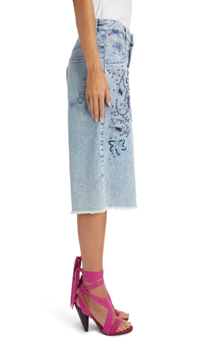 Isabel Marant Natayal Embroidered Denim Bermuda Shorts, Alternate, color,