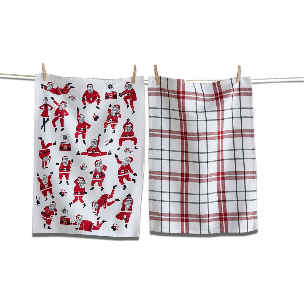 Tag Oh What Fun Santa Dishtowel Set Of 2 Red Cotton Kitchen Towels Christmas Machine Wash 26 X 18 In In Multi