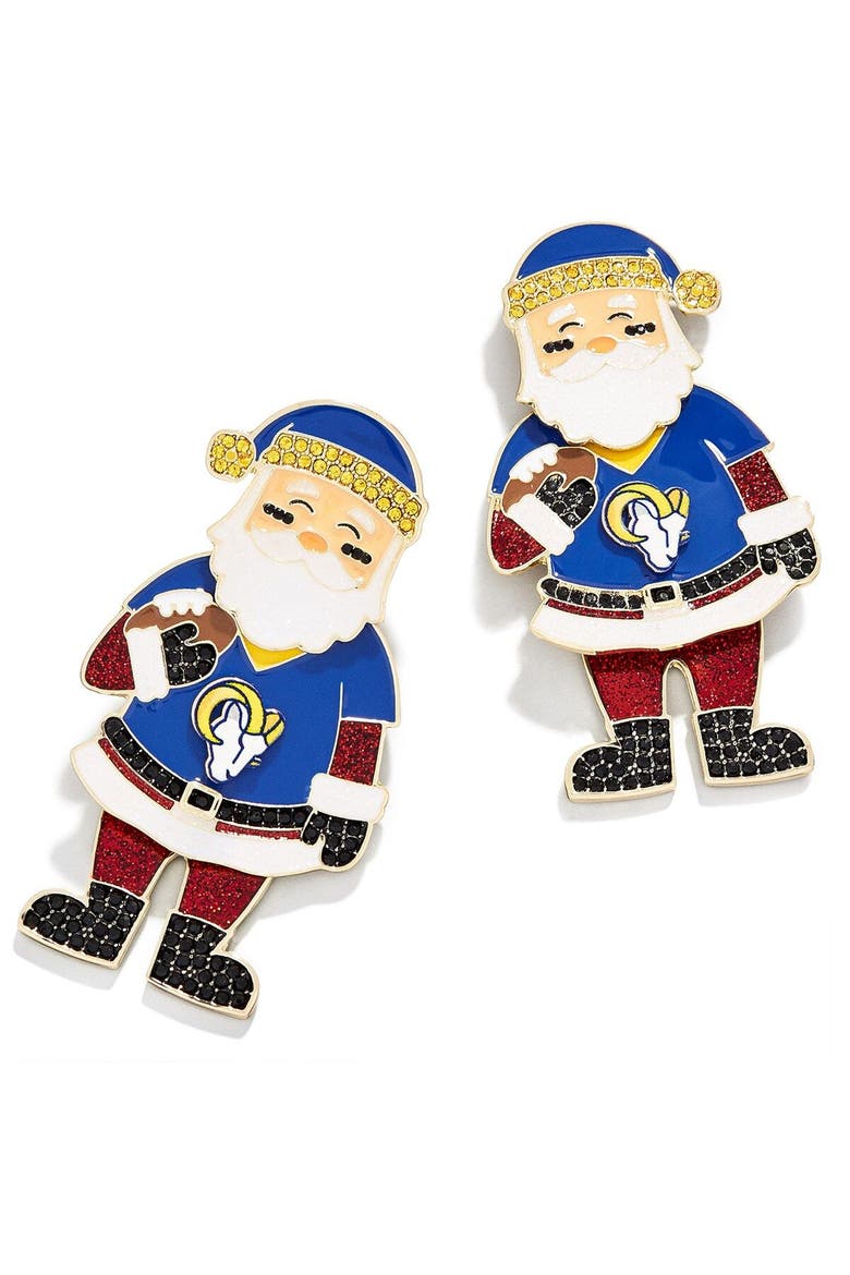 Women's BaubleBar Los Angeles Rams Santa Claus Earrings, Main, color, Blue