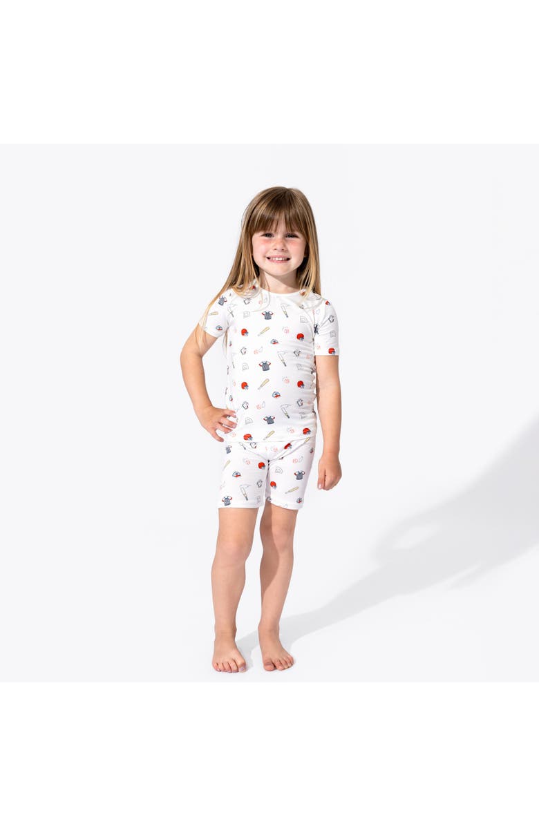Bellabu Bear Baseball Kids 2-Piece Short Sleeve & Shorts Pajama Set, Alternate, color, Baseball