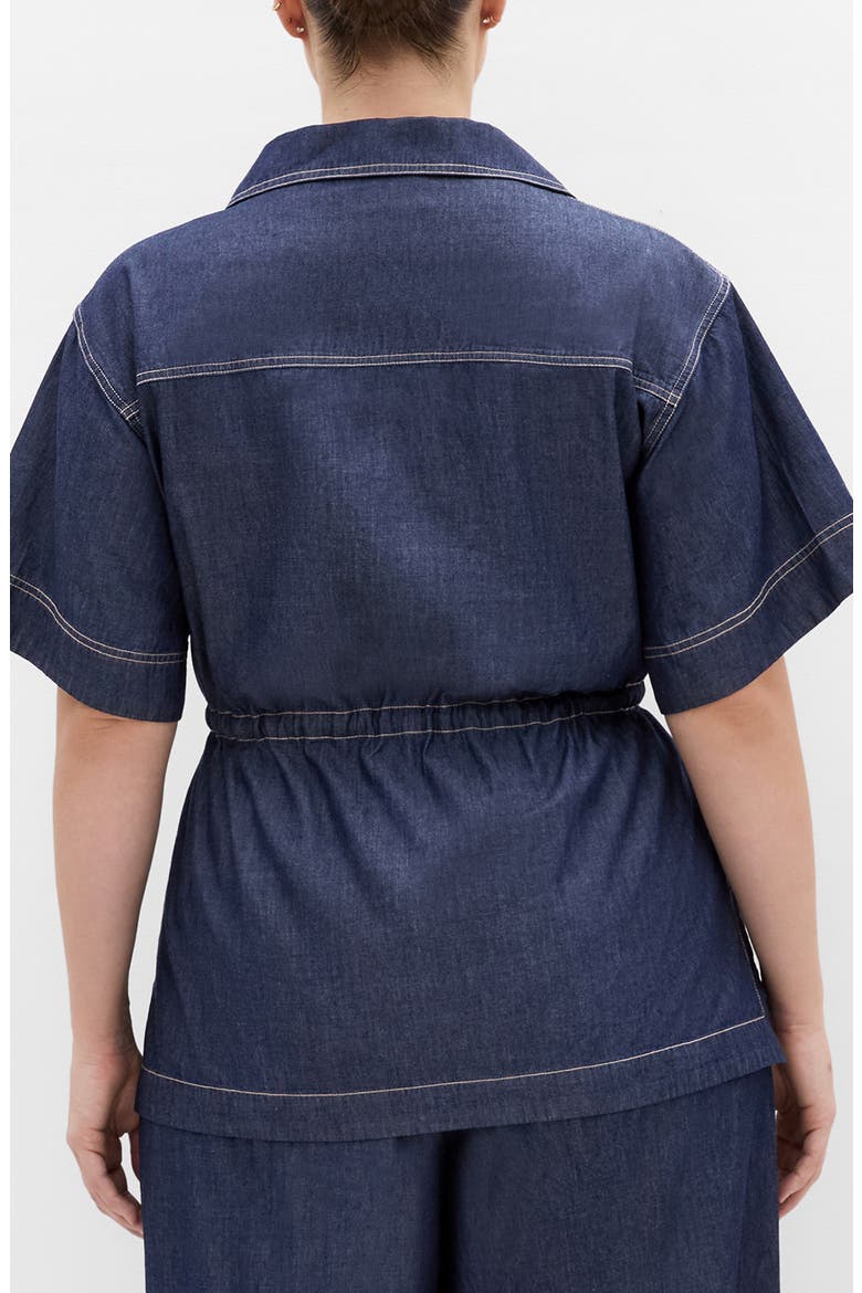 Mikayla Tie Waist Denim Shirt, Alternate, color, INDIGO