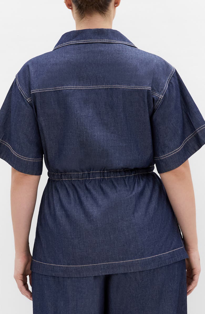 City Chic Mikayla Tie Waist Denim Shirt, Alternate, color, Indigo
