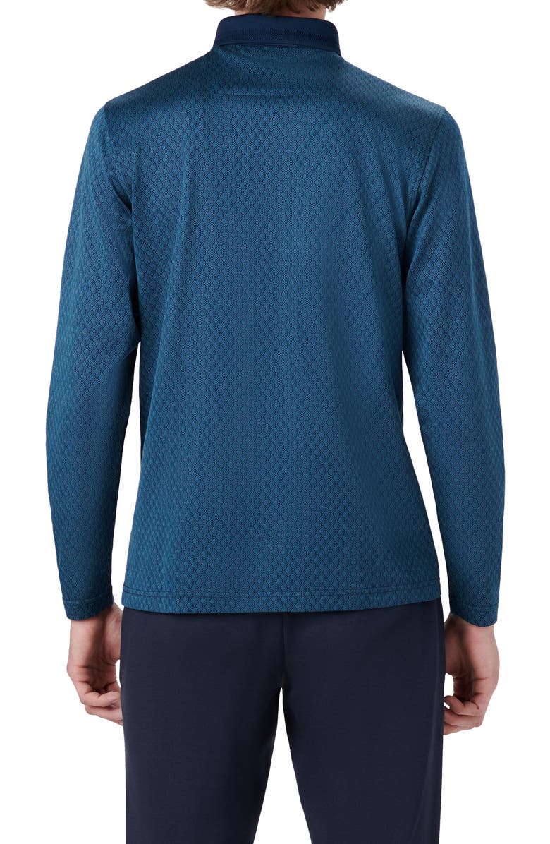 Bugatchi Three-Button Long Sleeve Polo, Alternate, color, Navy