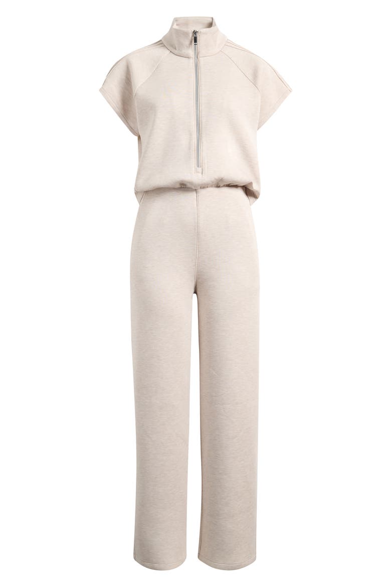 Pintuck Half Zip Jumpsuit, Main, color, BONE HEATHER