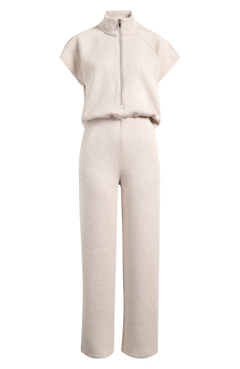 Pintuck Half Zip Jumpsuit
