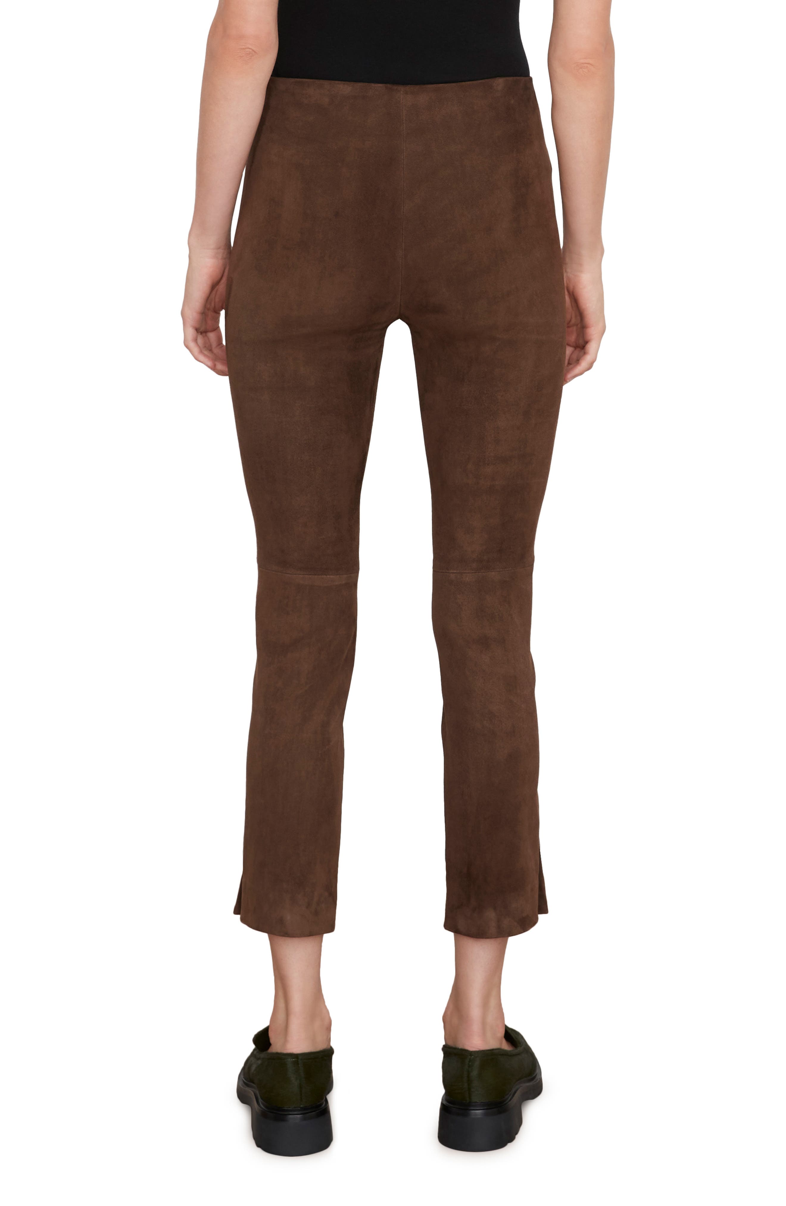 Stretch Suede Split Hem Crop Pants - image 2
