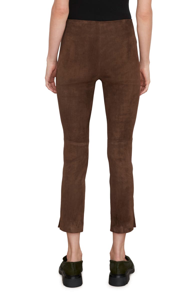Vince Stretch Suede Split Hem Crop Pants, Alternate, color, Dark Wheat