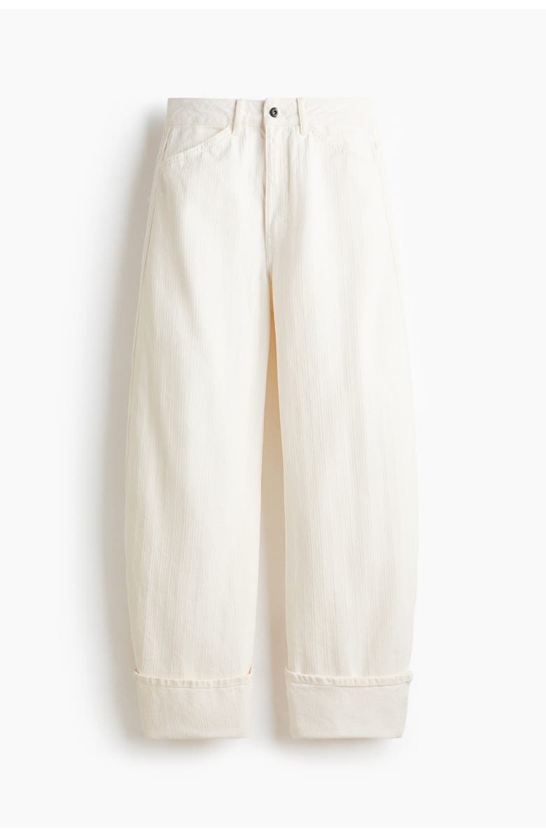 H&M Barrel Leg Regular Waist Jeans, Main, color, Cream