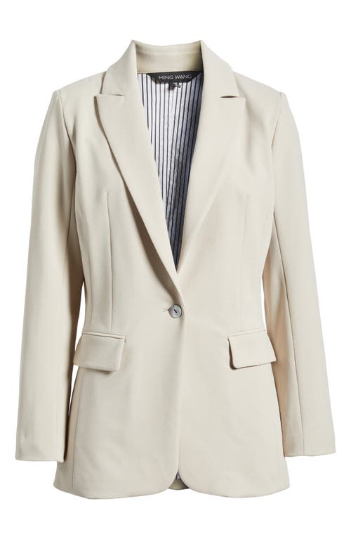 Ming Wang Deco Crepe One-button Blazer In Limestone
