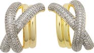 Panacea Two-Tone Pavé Crystal Crisscross Huggie Earrings