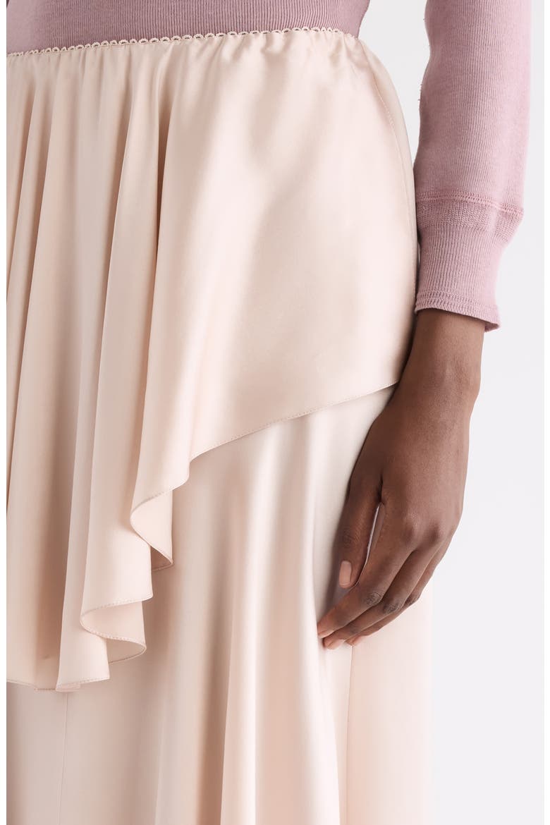 Fluid Washed Silk Satin Layered Midi Skirt, Alternate, color, ROSE DUST