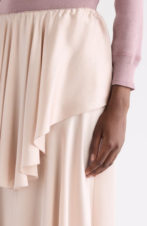 Chloé Fluid Washed Silk Satin Layered Midi Skirt In Pink