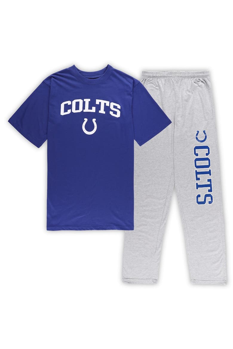 Men's Concepts Sport Royal/Heather Gray Indianapolis Colts Big & Tall T-Shirt & Pants Sleep Set, Alternate, color, Royal