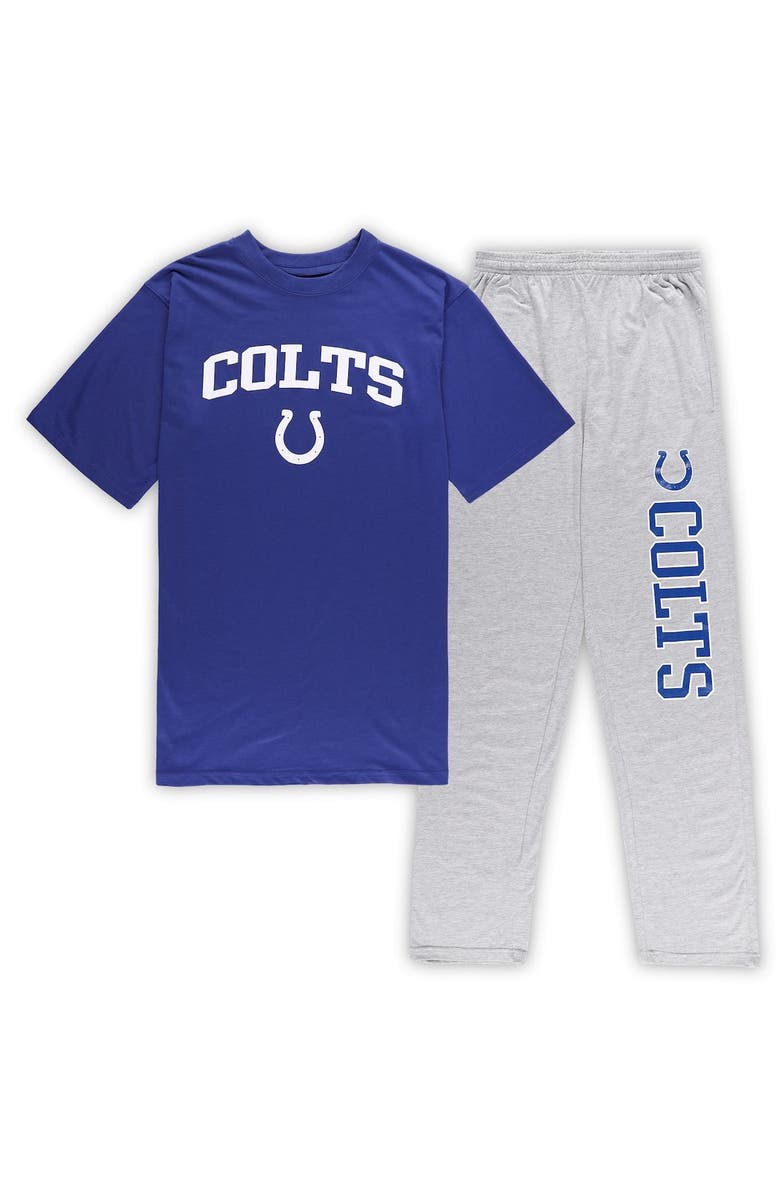 CONCEPTS SPORT Men's Concepts Sport Royal/Heather Gray Indianapolis Colts Big & Tall T-Shirt & Pants Sleep Set, Alternate, color, 