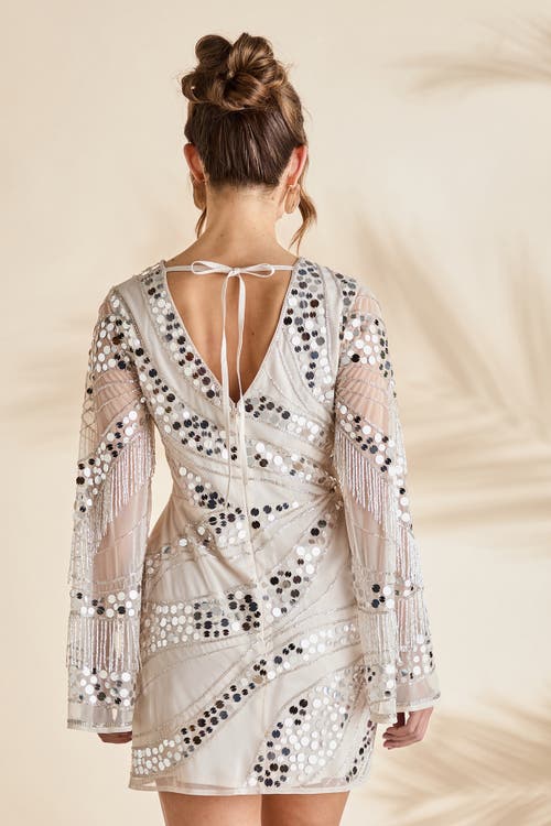 Coast Flare Sleeve Sequin Mini Dress In Brown