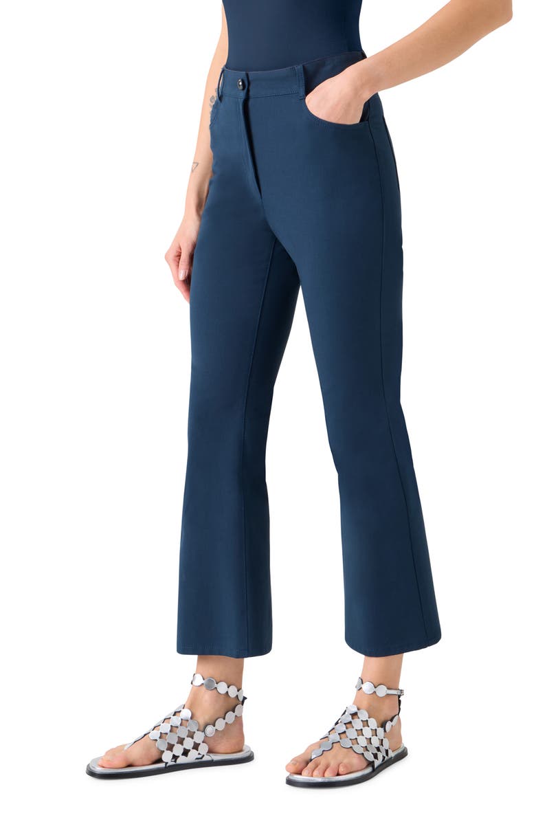 Akris punto Cali Stretch Cotton Crop Bootcut Pants, Alternate, color, Dark Blue