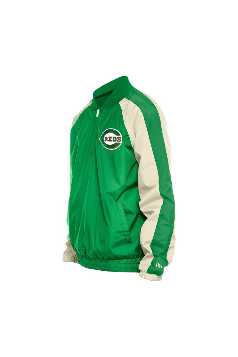 Men's New Era Kelly Green Cincinnati Reds St. Patrick's Day Ripstop Raglan Quarter-Zip Windbreaker, Alternate, color, Kelly Green
