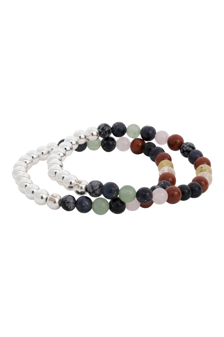 N32 Emotional Eating Set of 2 Healer's Bracelets, Alternate, color, SILVER