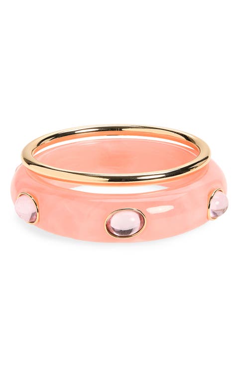 2-Pack Resin & Metal Bangle Bracelets