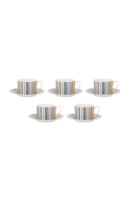 Missoni Home Stripes Jenkins Set Of 6 Tea Cups & Saucers In White