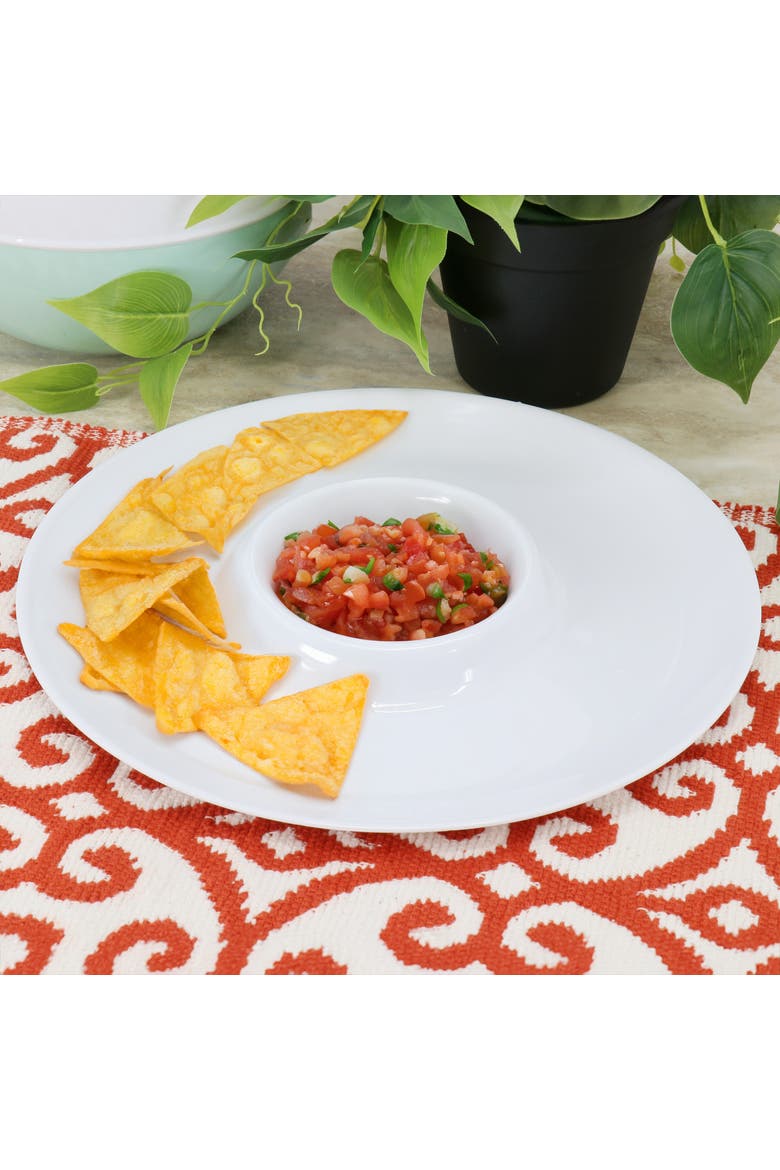 Grayson 12 Piece 12 Inch Round Melamine Chip and Dip Platter Set, Alternate, color, White