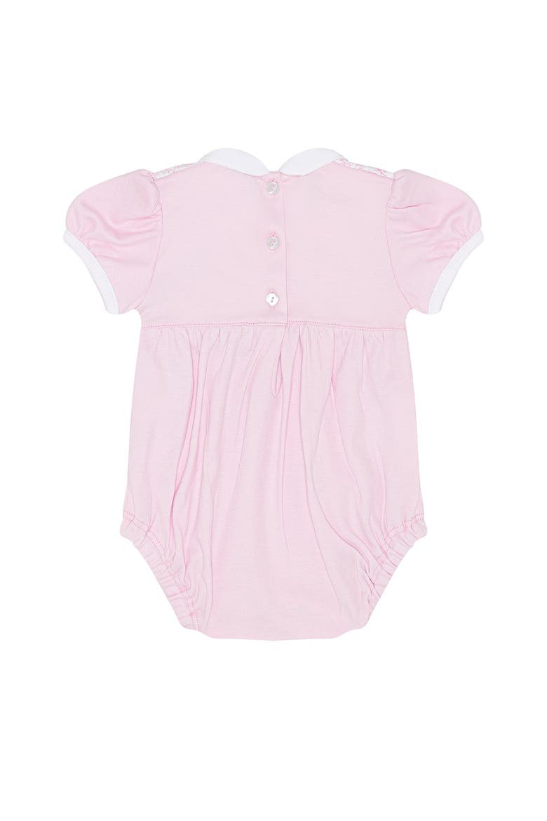 Signature Smocked Girls Bubble - Baby, Alternate, color, White with Pink smocking