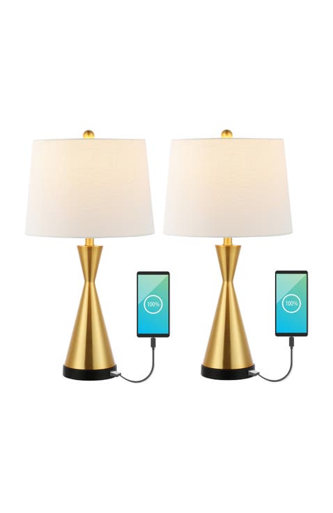 Colton 26" Classic French Country Iron LED Table Lamp with USB Charging Port (Set of 2)