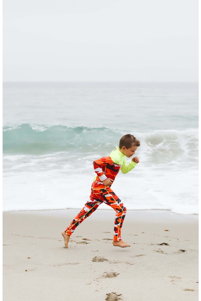 Boys' Full-Body One-Piece Swimsuit - UPF 50+, Alternate, color, Yellow Red Camo